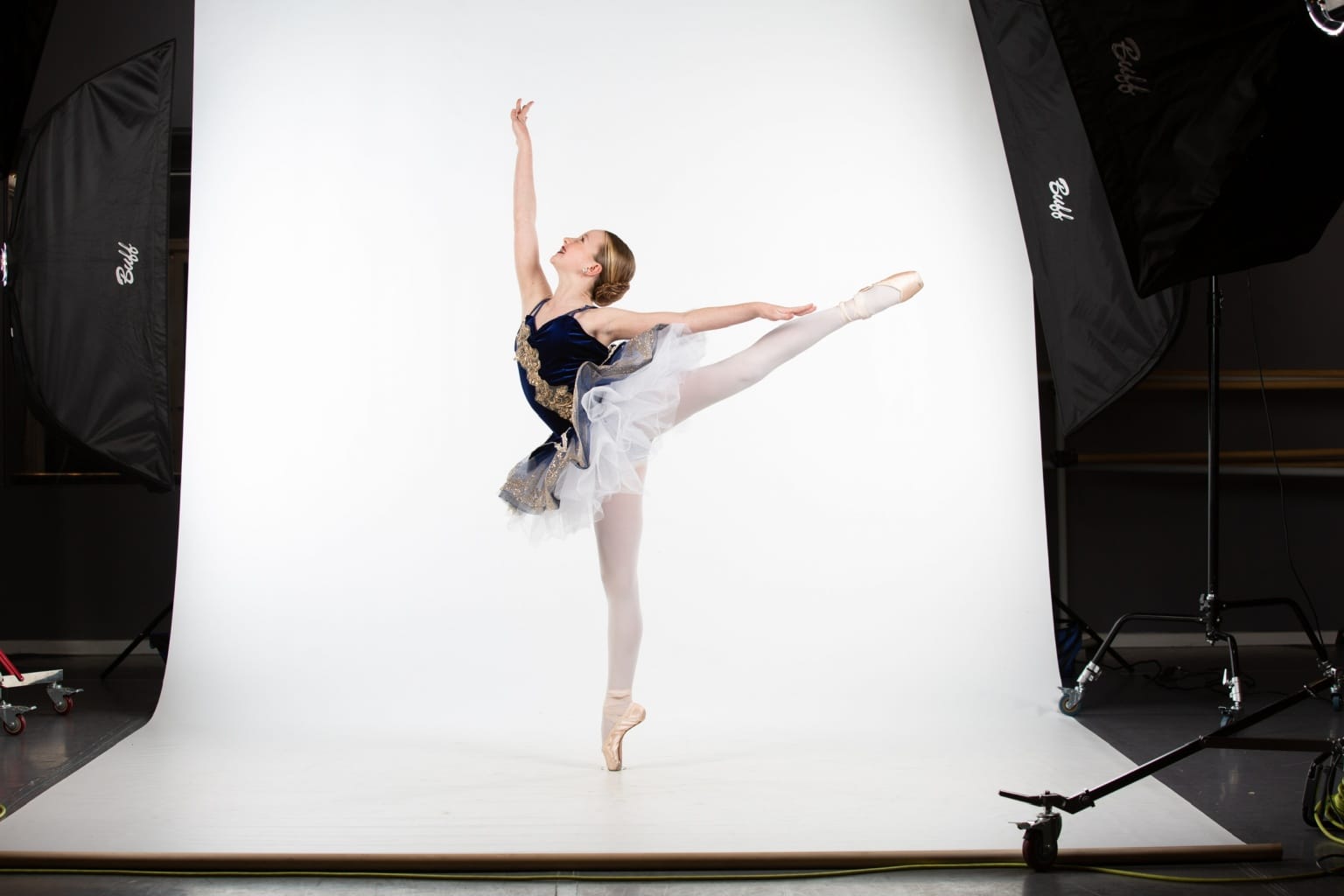 Dancer demonstrating acrobatic flexibility and form